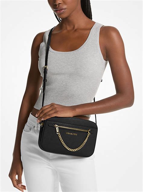 michael kors jet set saffiano crossbody with attach|Michael Kors saffiano crossbody.